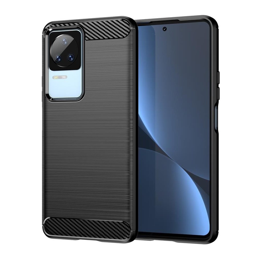 Mobil - Covers & Cases - Hurtel Carbon Case for Xiaomi Poco F4 5G Flexible Silicone Carbon Cover Black - 5907769349713