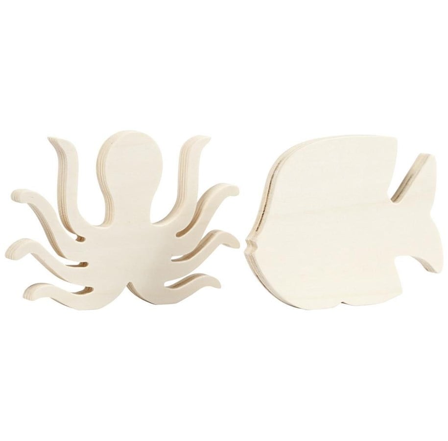 Trælegetøj - Creativ Company Wooden Sea Creatures Octopus and Fish 2pcs. - 57976