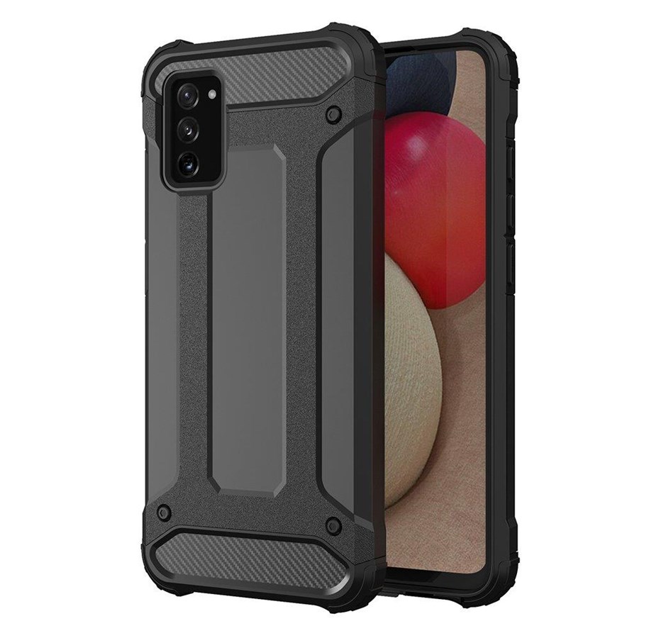 Mobil - Covers & Cases - Hurtel Hybrid Armor Case Tough Rugged Cover for Samsung Galaxy A03s Black - 5907769338519