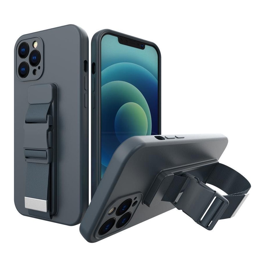 Mobil - Covers & Cases - Hurtel Rope Case Silicone Cover with Lanyard Purse Lanyard Strap for Xiaomi Redmi Note 11 Pro Navy Blue - 5907769340444