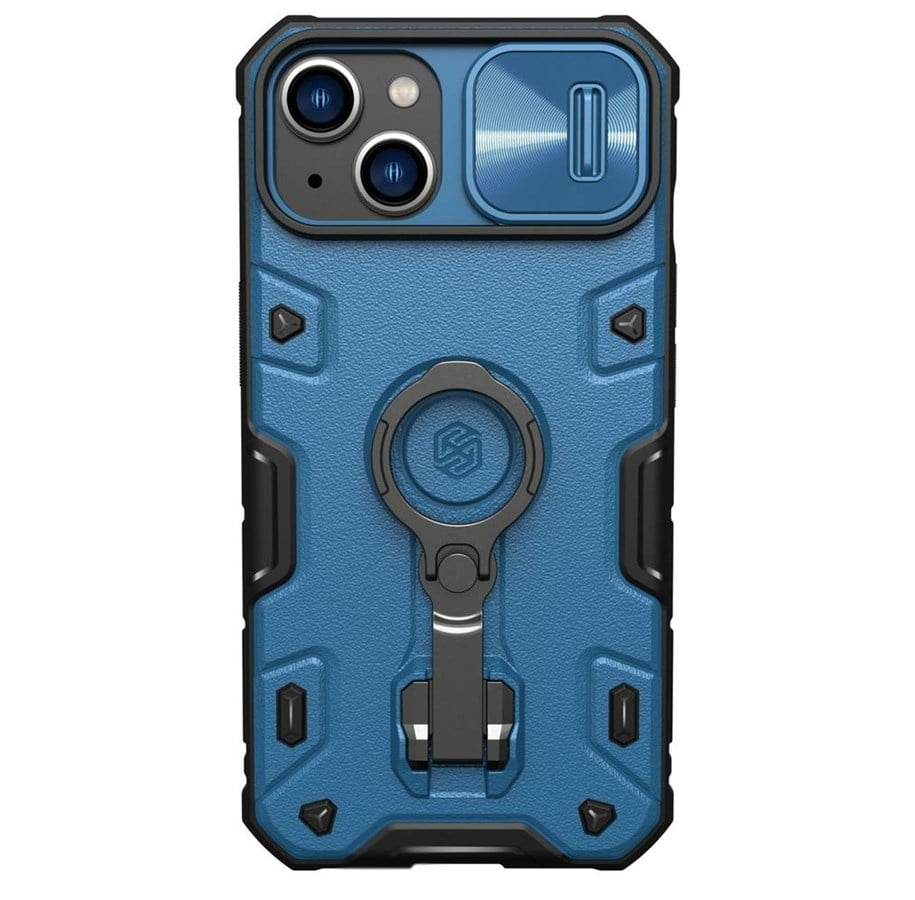 Mobil - Covers & Cases - Nillkin CamShield Armor Pro Case iPhone 14 Plus Armored Case with Camera Cover Ring Stand Blue - 6902048248724
