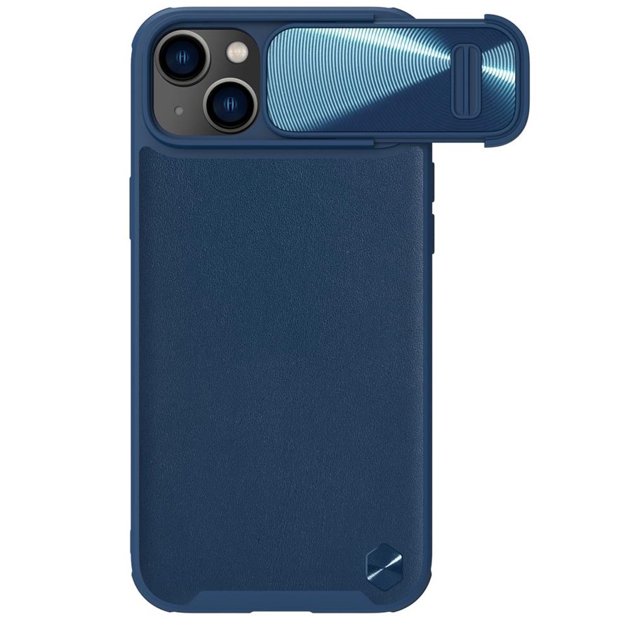 Mobil - Covers & Cases - Nillkin CamShield Leather S Case iPhone 14 Plus Case Cover with Camera Cover Blue - 6902048249721