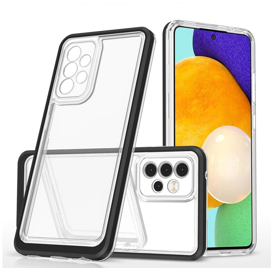 Mobil - Covers & Cases - Hurtel Clear 3in1 Case for Samsung Galaxy A73 Frame Cover Gel Black - 5907769339684