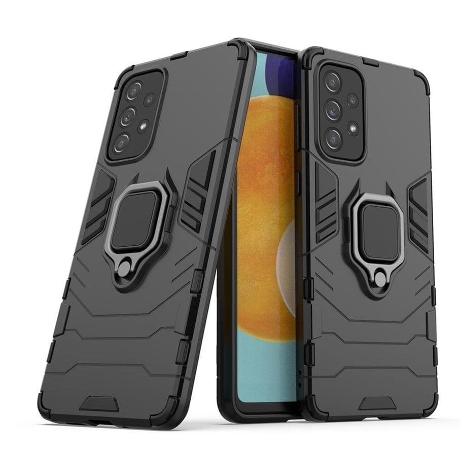 Mobil - Covers & Cases - Hurtel Ring Armor Tough Hybrid Case Cover + Magnetic Holder for Samsung Galaxy A73 Black - 5907769339950