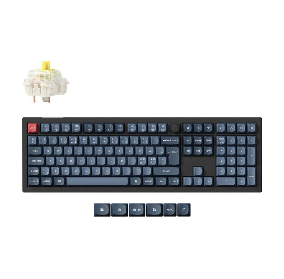 Tastatur - Keychron V6 MAX QMK/VIA Wireless RGB Hot Swap Jupiter Banana - Carbon Black - Gaming Tastatur - Nordisk - Sort - V6M-D4-BO