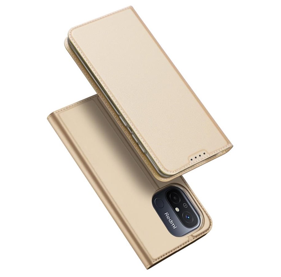 Mobil - Covers & Cases - Dux Ducis Skin Pro Case for Xiaomi Redmi 11A / Poco C55 / Redmi 12C Flip Cover Card Wallet Stand Gold - 6934913030875