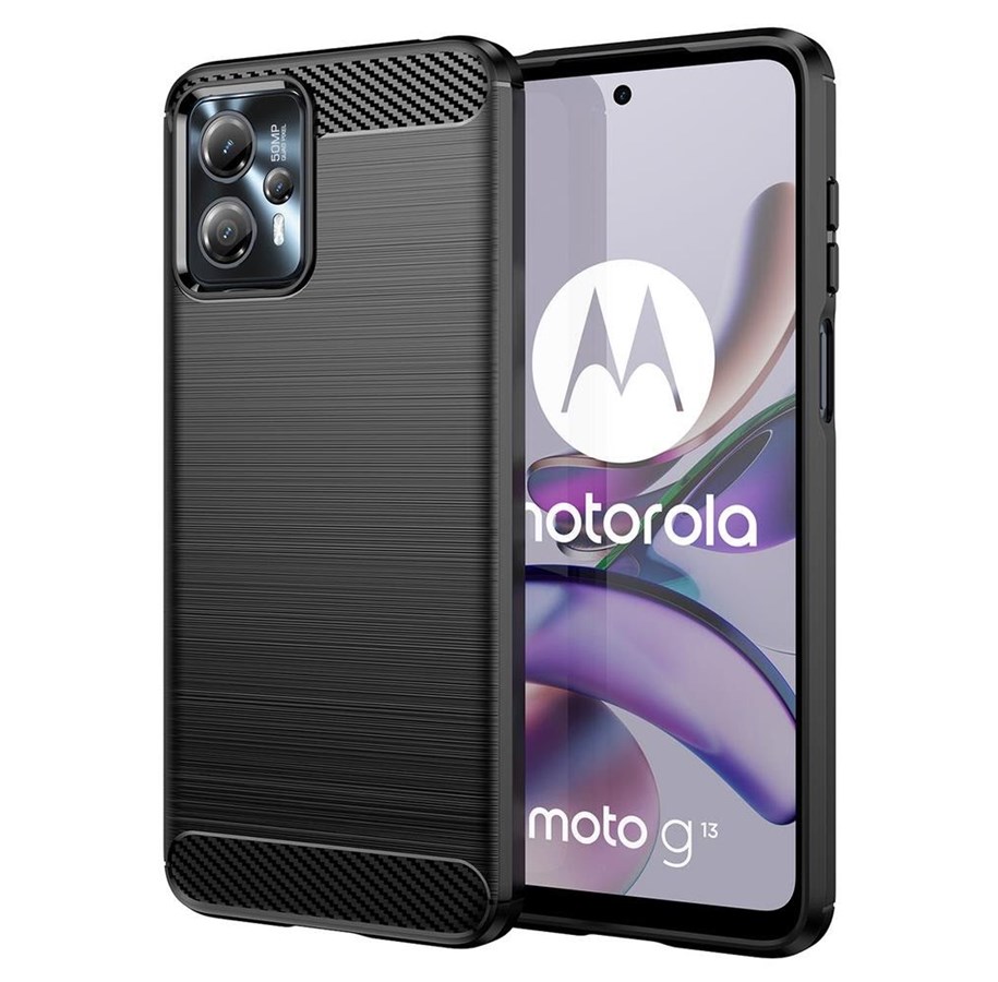 Mobil - Covers & Cases - Hurtel Carbon Case for Motorola Moto G13 Flexible Silicone Carbon Cover Black - 9145576274668