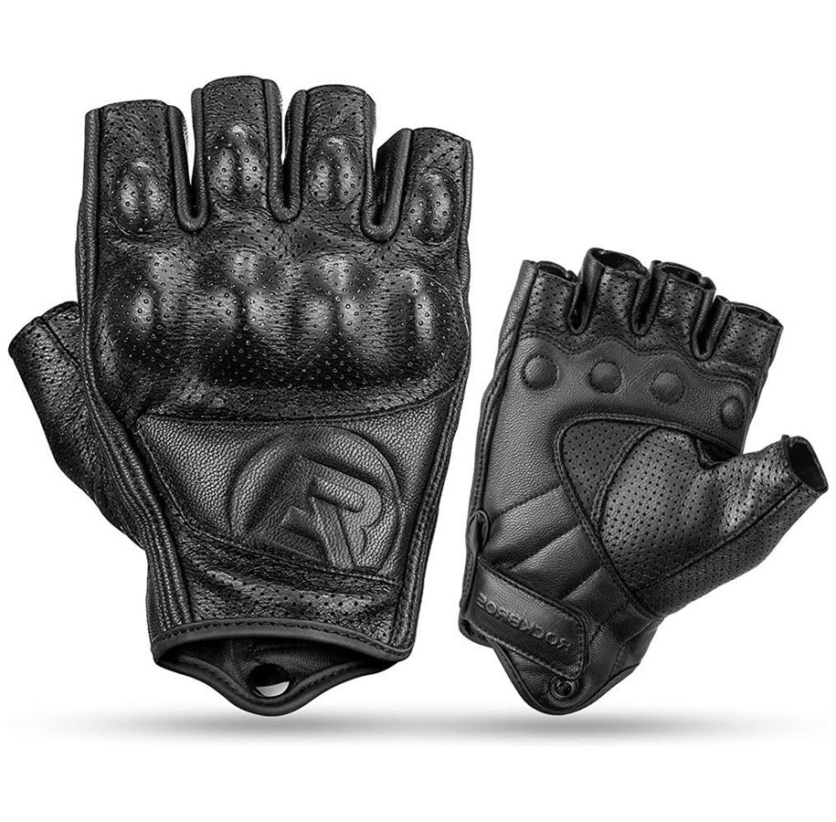Cykeltilbehør - Rockbros 16220006005 XXL leather motorcycle gloves - black - Rockbros-16220006005
