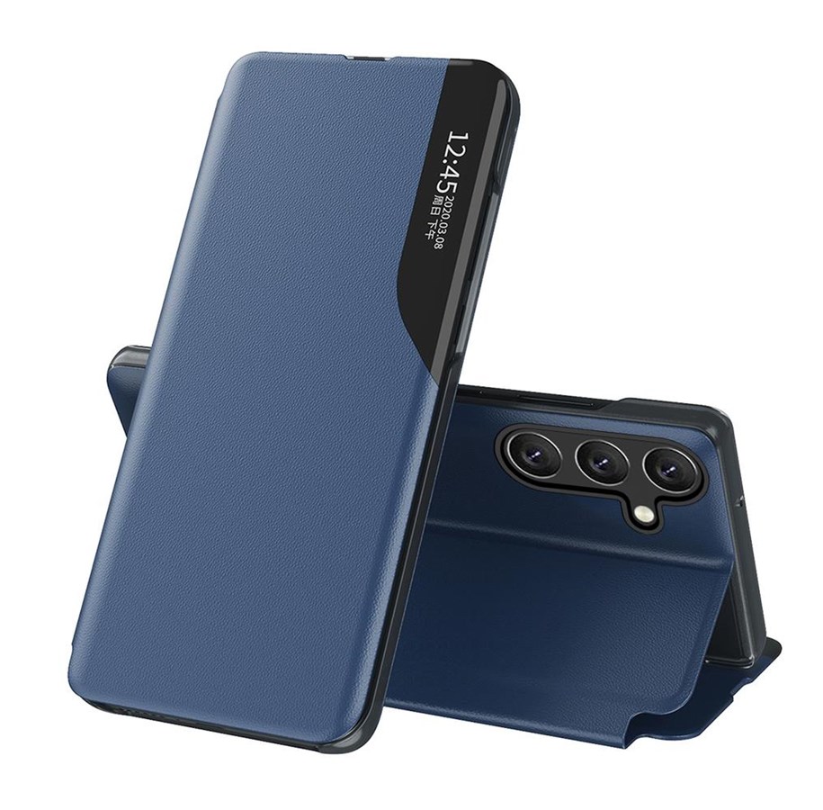 Mobil - Covers & Cases - Hurtel Eco Leather View Case Cover for Samsung Galaxy A24 4G with Flip Stand Blue - 9145576275726