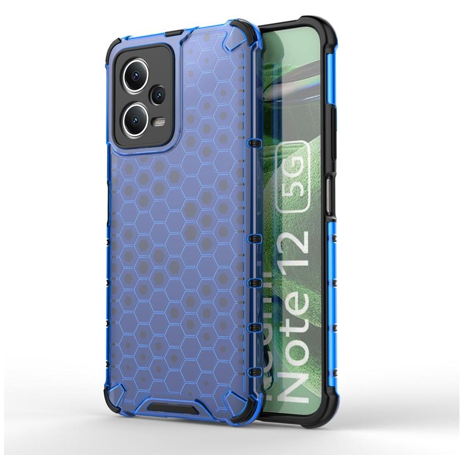 Mobil - Covers & Cases - Hurtel Honeycomb Case for Xiaomi Redmi Note 12 5G / Poco X5 5G Armored Hybrid Case Blue - 9145576277706