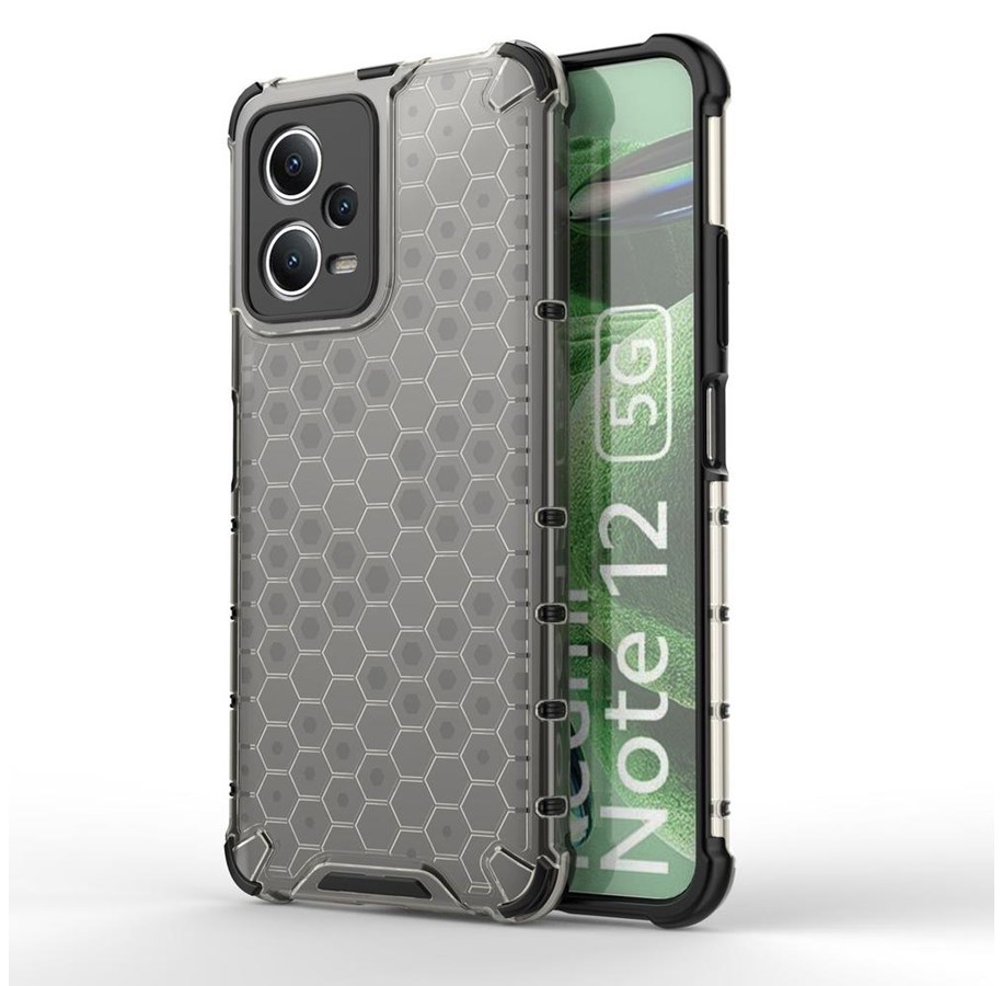 Mobil - Covers & Cases - Hurtel Honeycomb Case for Xiaomi Redmi Note 12 5G / Poco X5 5G Armored Hybrid Cover Black - 9145576277690