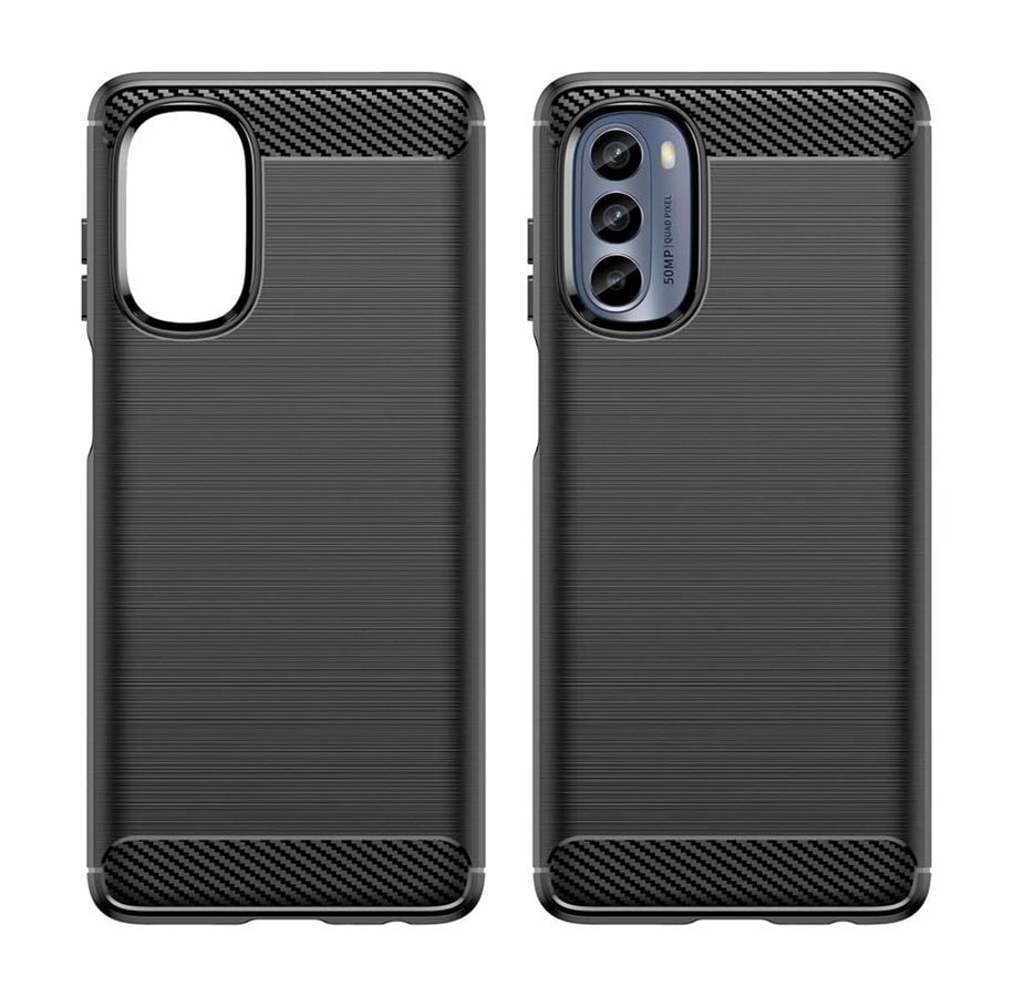 Mobil - Covers & Cases - Hurtel Carbon Case for Motorola Moto G62 5G Flexible Silicone Carbon Cover Black - 9145576271766