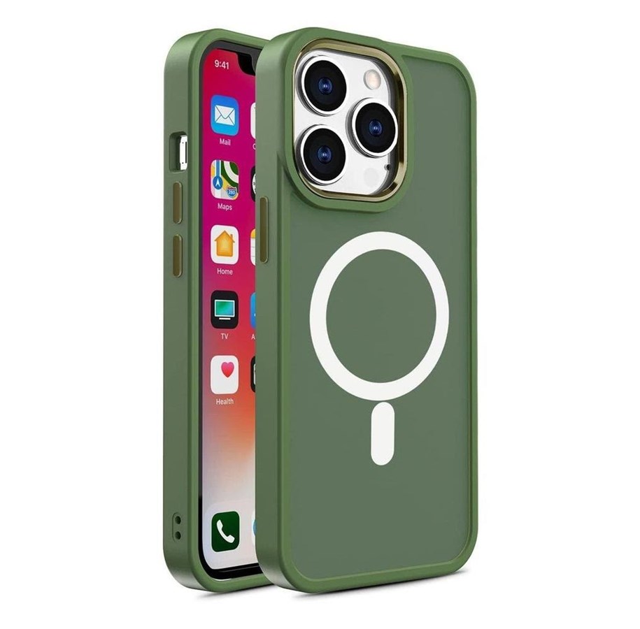 Mobil - Covers & Cases - Hurtel Armored Magnetic iPhone 14 Plus MagSafe Color Matte Case - Green - 9145576278796