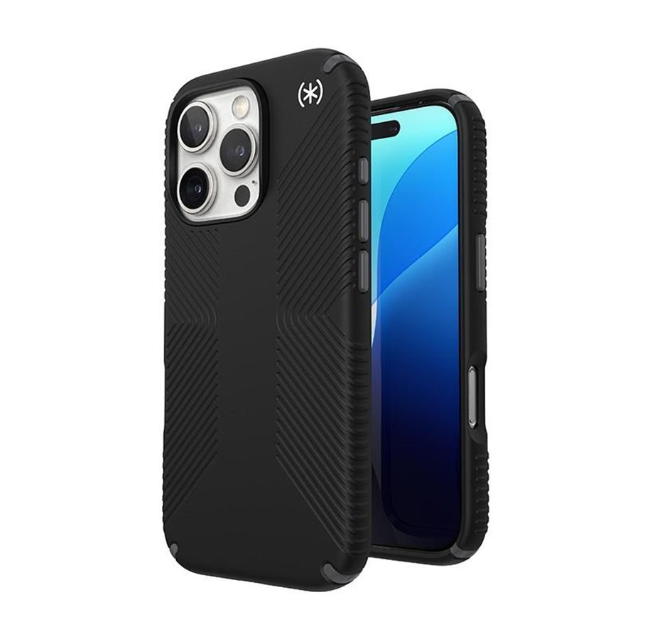Mobil - Covers & Cases - Speck Presidio2 Grip - iPhone 16 Pro Case - Black / Slate Gray / White - 150778-3205