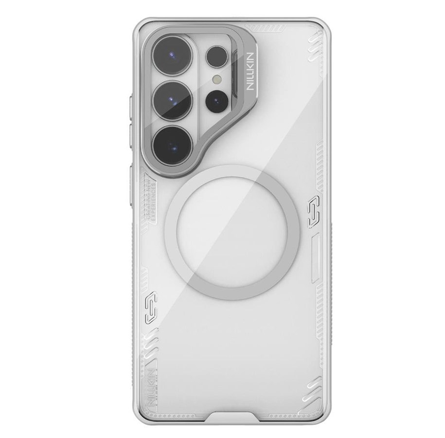 Mobil - Covers & Cases - Nillkin  Iceblade Prop Magnetic Case with Camera Cover and Stand MagSafe Compatible for Samsung Galaxy S26 Ultra - Clear Grey - 6902048307063