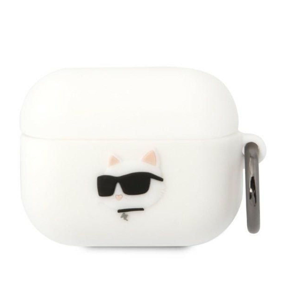 Mobil - Andet Tilbehør - Karl Lagerfeld KLAPRUNCHH AirPods Pro cover white/white Silicone Choupette Head 3D - 3666339087937